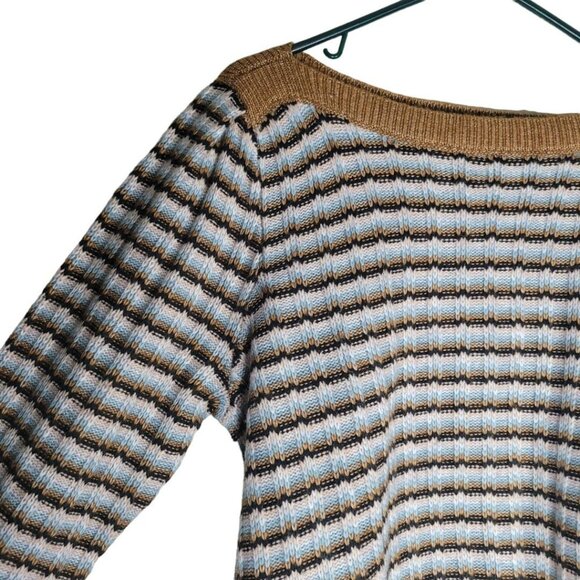Nine West Striped Sweater Soft Womens Large Brown Blue Knit - Picture 8 of 9